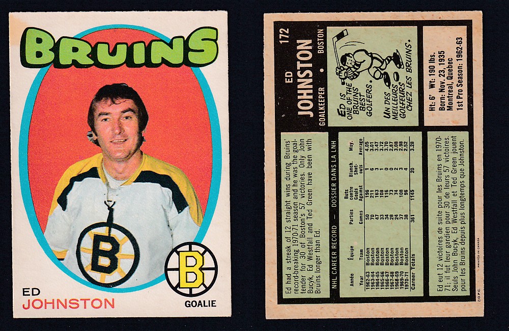 1971-72 O-PEE-CHEE HOCKEY CARD #172 E. JOHNSTON photo