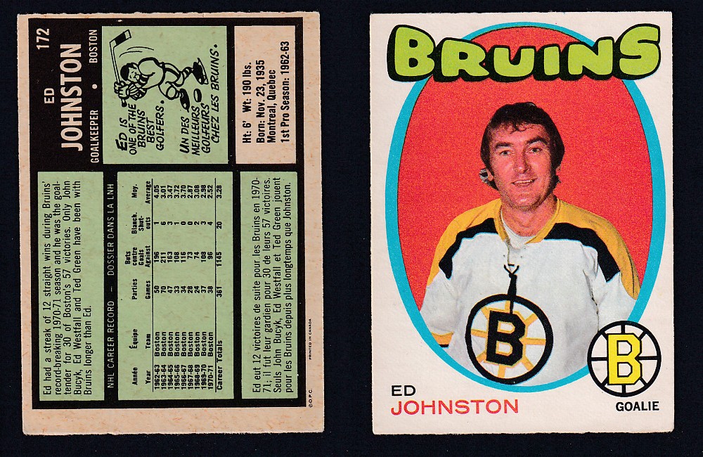 1971-72 O-PEE-CHEE HOCKEY CARD #172 E. JOHNSTON photo