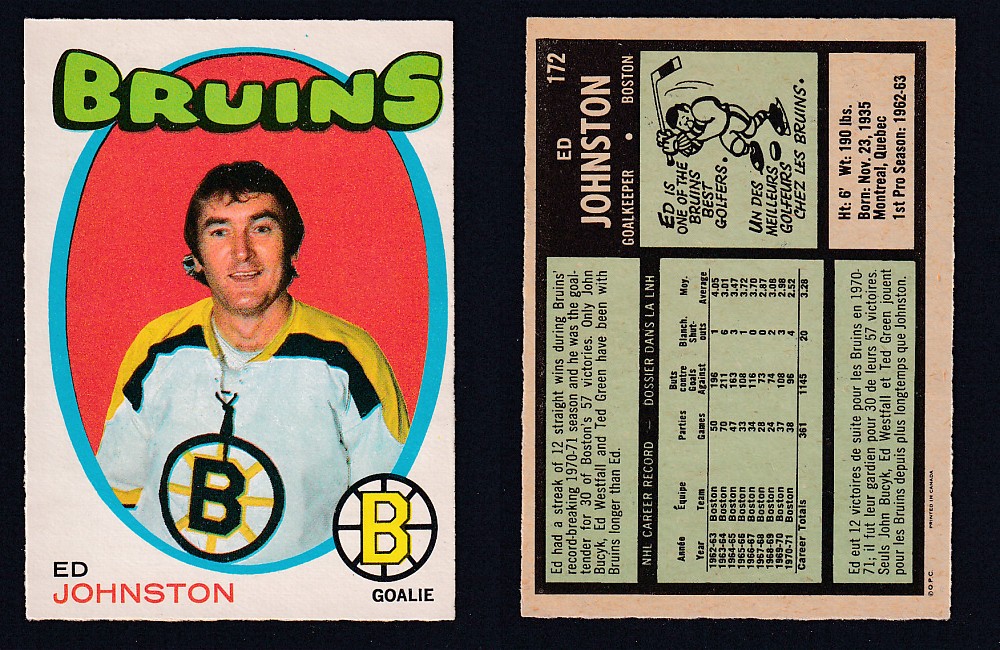 1971-72 O-PEE-CHEE HOCKEY CARD #172 E. JOHNSTON photo