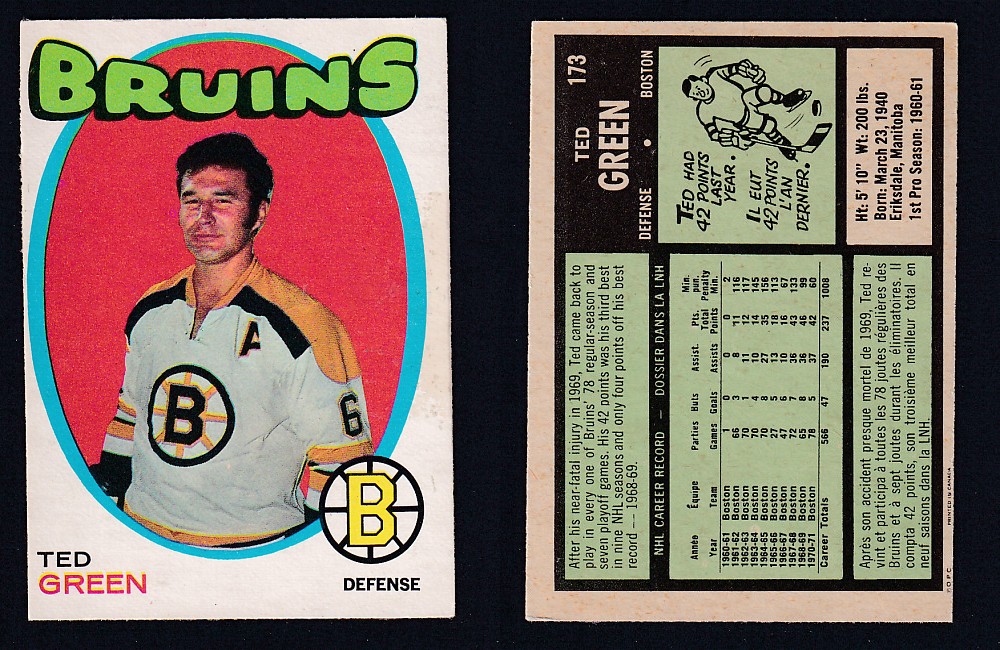 1971-72 O-PEE-CHEE HOCKEY CARD #173 T. GREEN photo