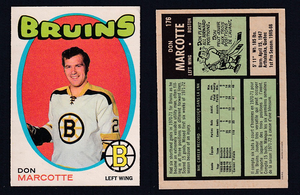 1971-72 O-PEE-CHEE HOCKEY CARD #176 D. MARCOTTE photo