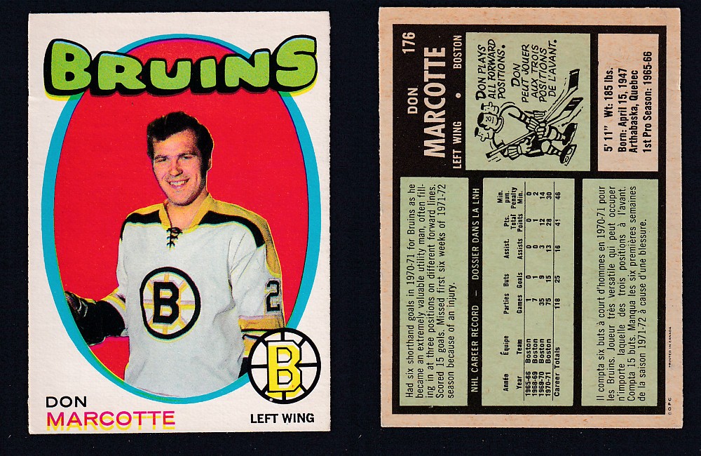 1971-72 O-PEE-CHEE HOCKEY CARD #176 D. MARCOTTE photo