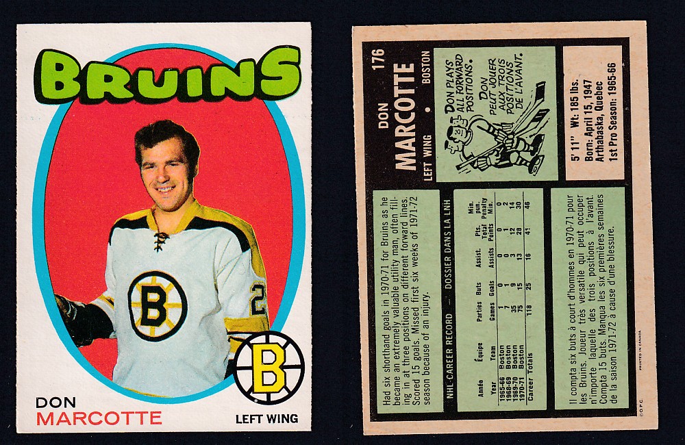 1971-72 O-PEE-CHEE HOCKEY CARD #176 D. MARCOTTE photo