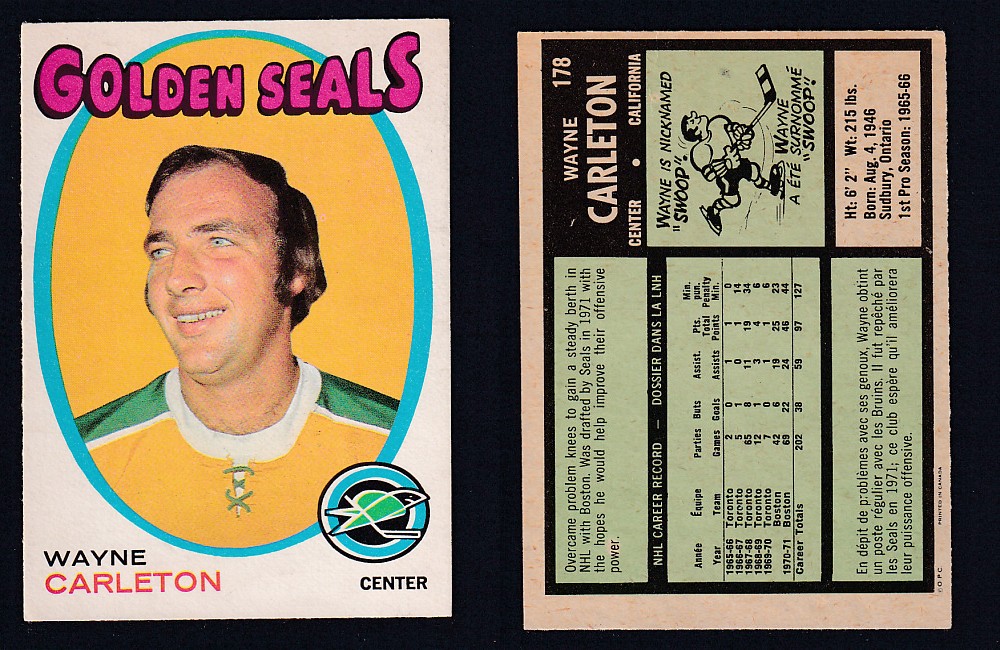 1971-72 O-PEE-CHEE HOCKEY CARD #178 W. CARLETON photo