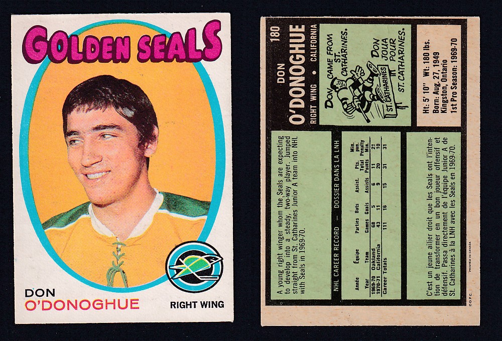 1971-72 O-PEE-CHEE HOCKEY CARD #180 D. O'DONOGHUE photo