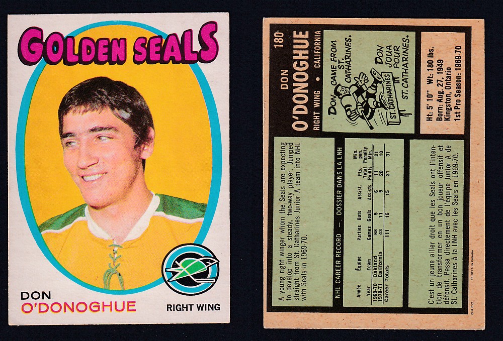 1971-72 O-PEE-CHEE HOCKEY CARD #180 D. O'DONOGHUE photo