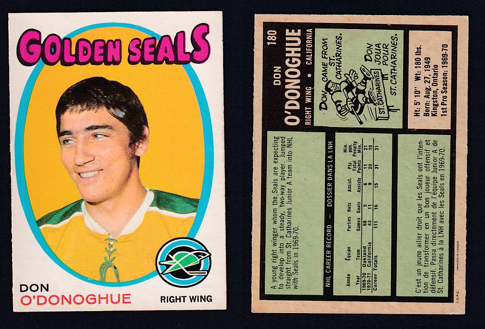 1971-72 O-PEE-CHEE HOCKEY CARD #180 D. O'DONOGHUE photo