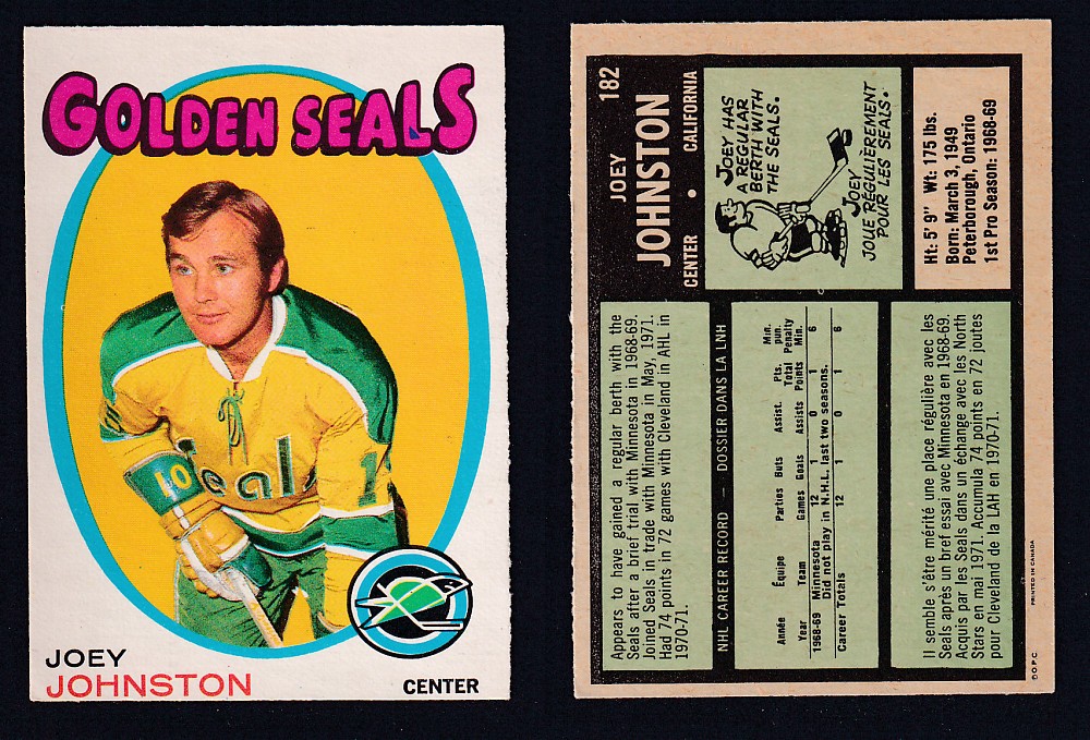 1971-72 O-PEE-CHEE HOCKEY CARD #182 J. JOHNSTON photo