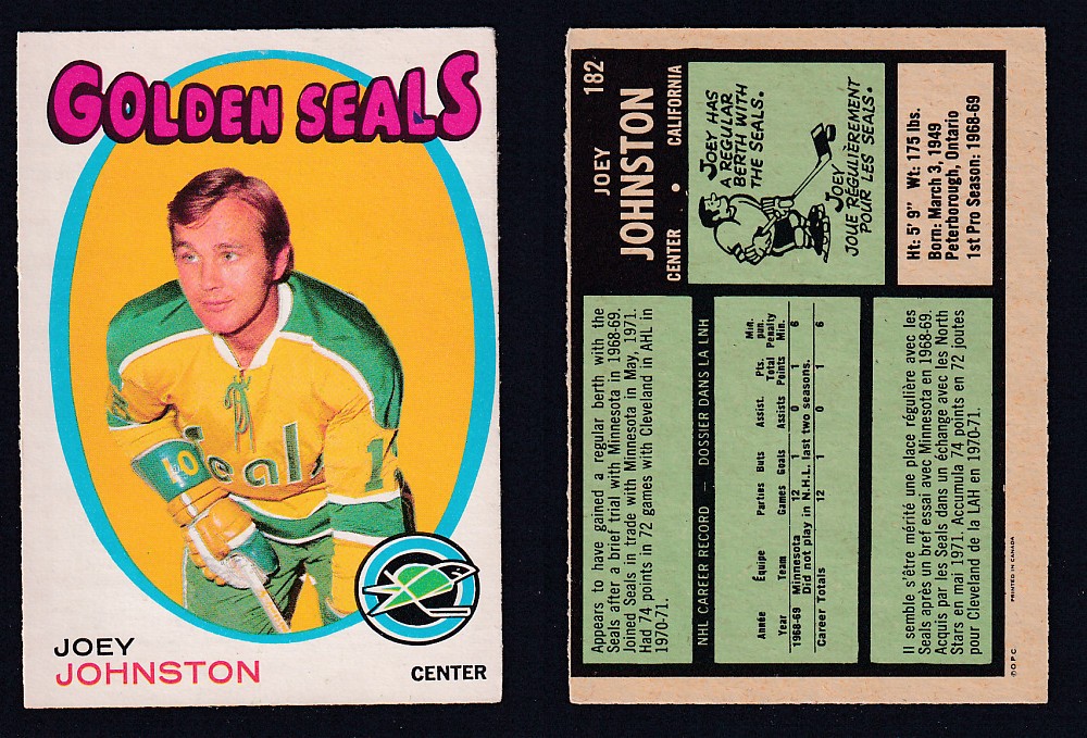 1971-72 O-PEE-CHEE HOCKEY CARD #182 J. JOHNSTON photo