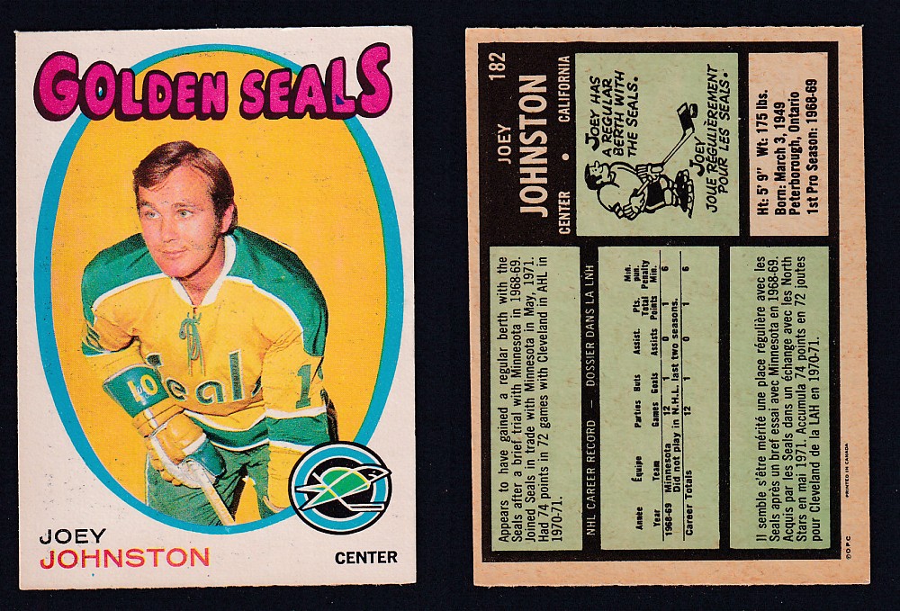 1971-72 O-PEE-CHEE HOCKEY CARD #182 J. JOHNSTON photo