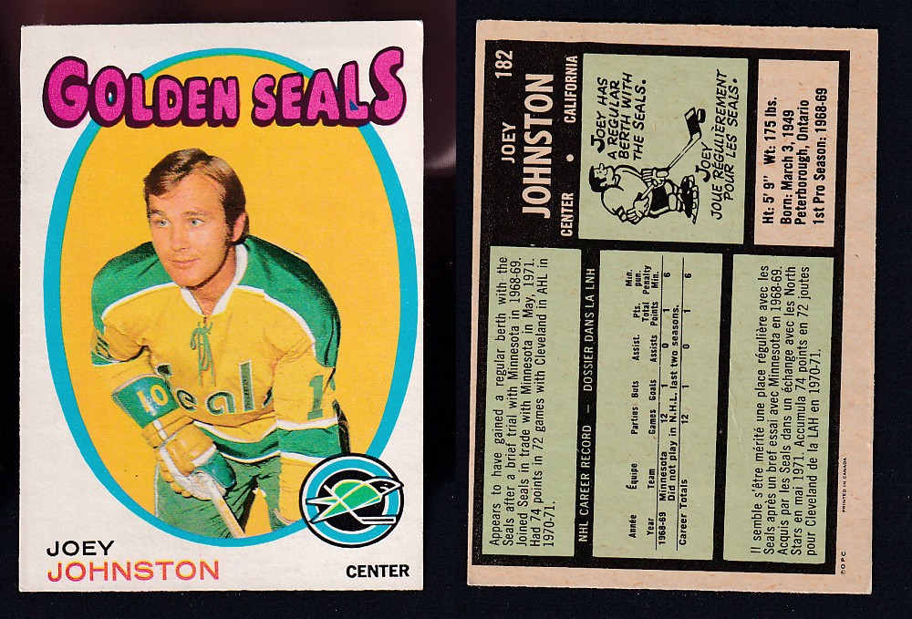 1971-72 O-PEE-CHEE HOCKEY CARD #182 J. JOHNSTON photo