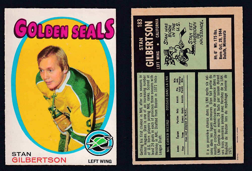 1971-72 O-PEE-CHEE HOCKEY CARD #183 S. GILBERTSON photo