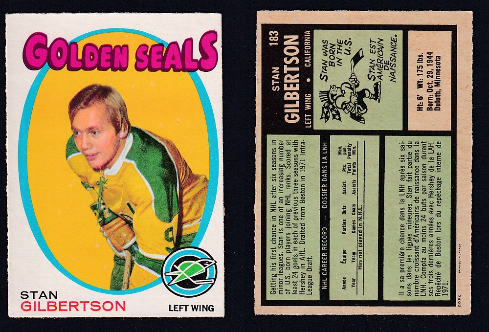 1971-72 O-PEE-CHEE HOCKEY CARD #183 S. GILBERTSON photo