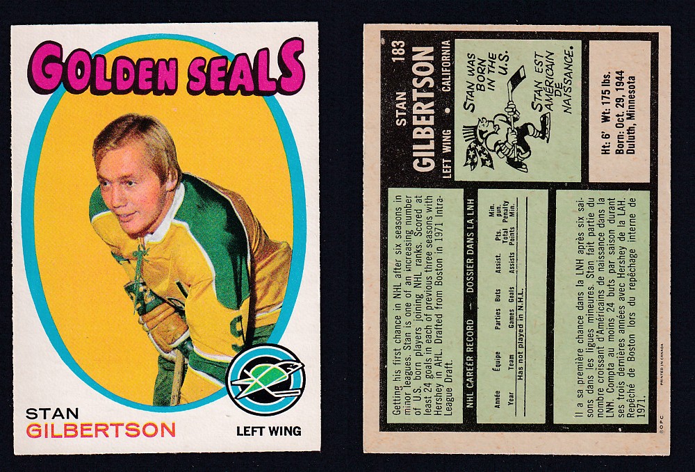 1971-72 O-PEE-CHEE HOCKEY CARD #183 S. GILBERTSON photo