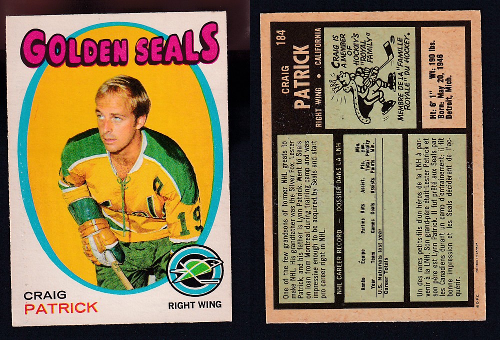 1971-72 O-PEE-CHEE HOCKEY CARD #184 C. PATRICK photo