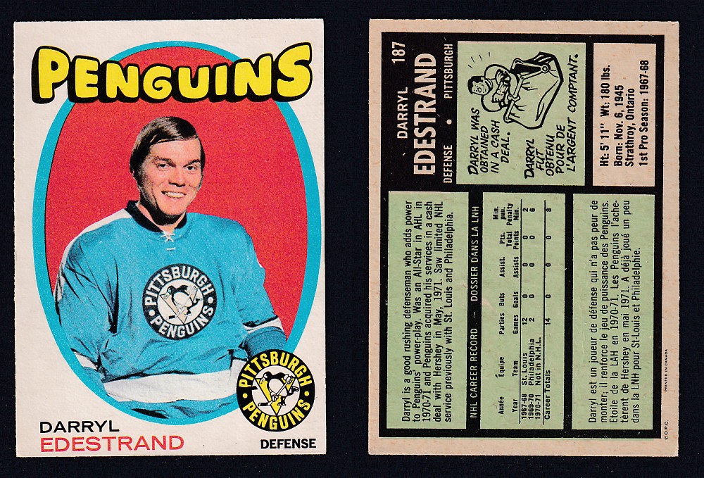 1971-72 O-PEE-CHEE HOCKEY CARD #187 D. EDESTRAND photo