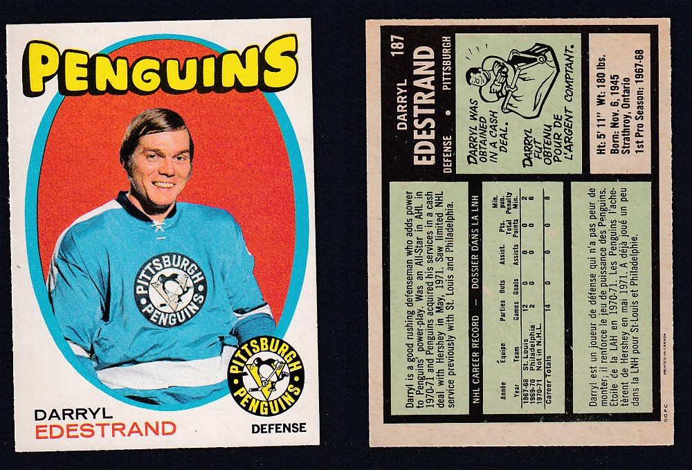 1971-72 O-PEE-CHEE HOCKEY CARD #187 D. EDESTRAND photo