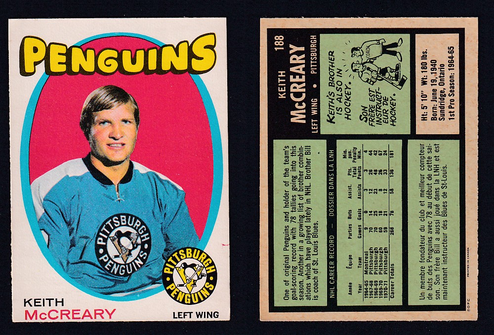 1971-72 O-PEE-CHEE HOCKEY CARD #188 K. MCCREARY photo