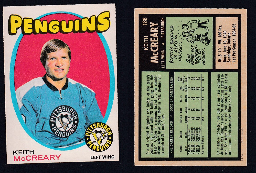 1971-72 O-PEE-CHEE HOCKEY CARD #188 K. MCCREARY photo