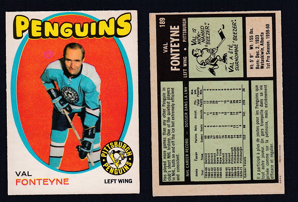 1971-72 O-PEE-CHEE HOCKEY CARD #189 V. FONTEYNE photo