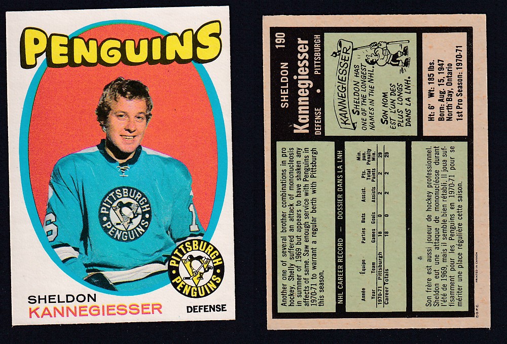 1971-72 O-PEE-CHEE HOCKEY CARD #190 S. KANNEGIESSER photo