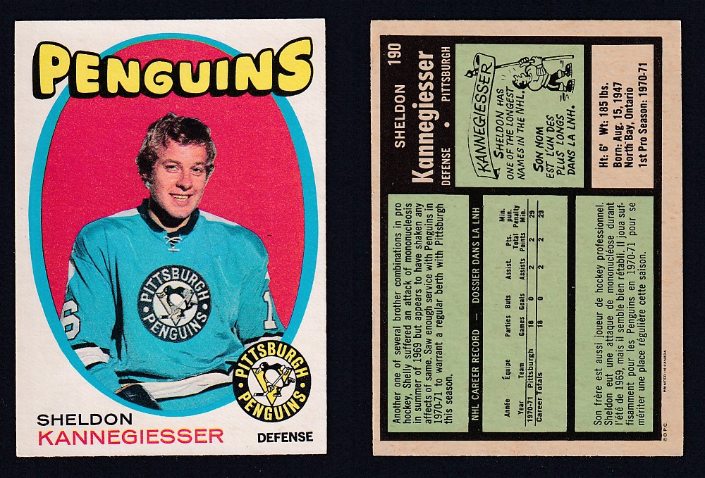 1971-72 O-PEE-CHEE HOCKEY CARD #190 S. KANNEGIESSER photo