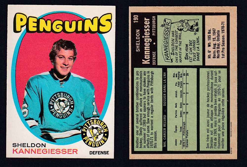 1971-72 O-PEE-CHEE HOCKEY CARD #190 S. KANNEGIESSER photo