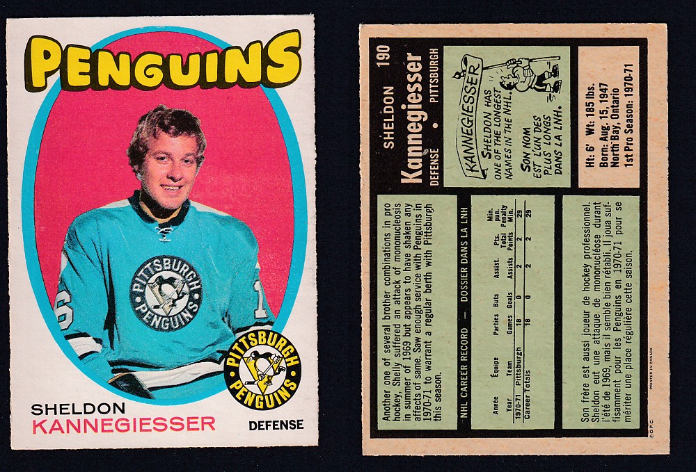 1971-72 O-PEE-CHEE HOCKEY CARD #190 S. KANNEGIESSER photo