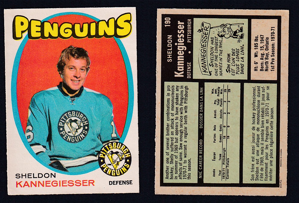 1971-72 O-PEE-CHEE HOCKEY CARD #190 S. KANNEGIESSER photo