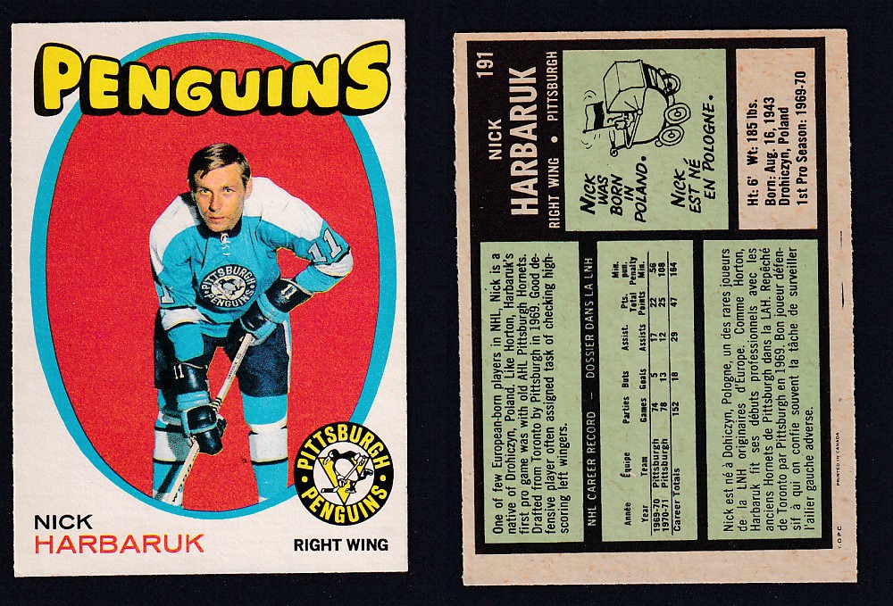 1971-72 O-PEE-CHEE HOCKEY CARD #191 N. HARBARUK photo