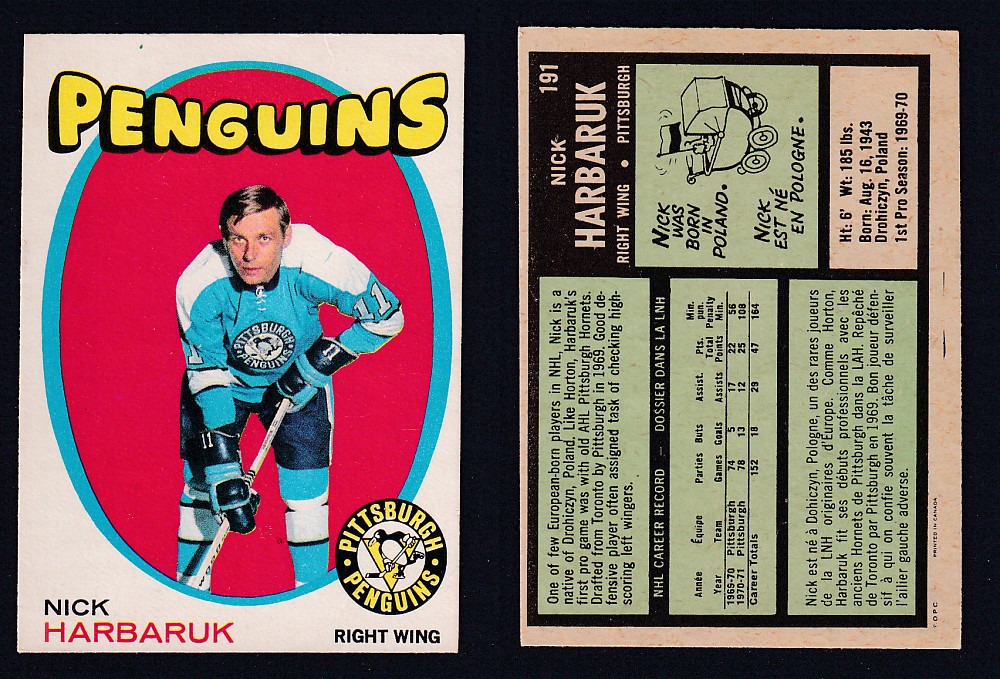 1971-72 O-PEE-CHEE HOCKEY CARD #191 N. HARBARUK photo