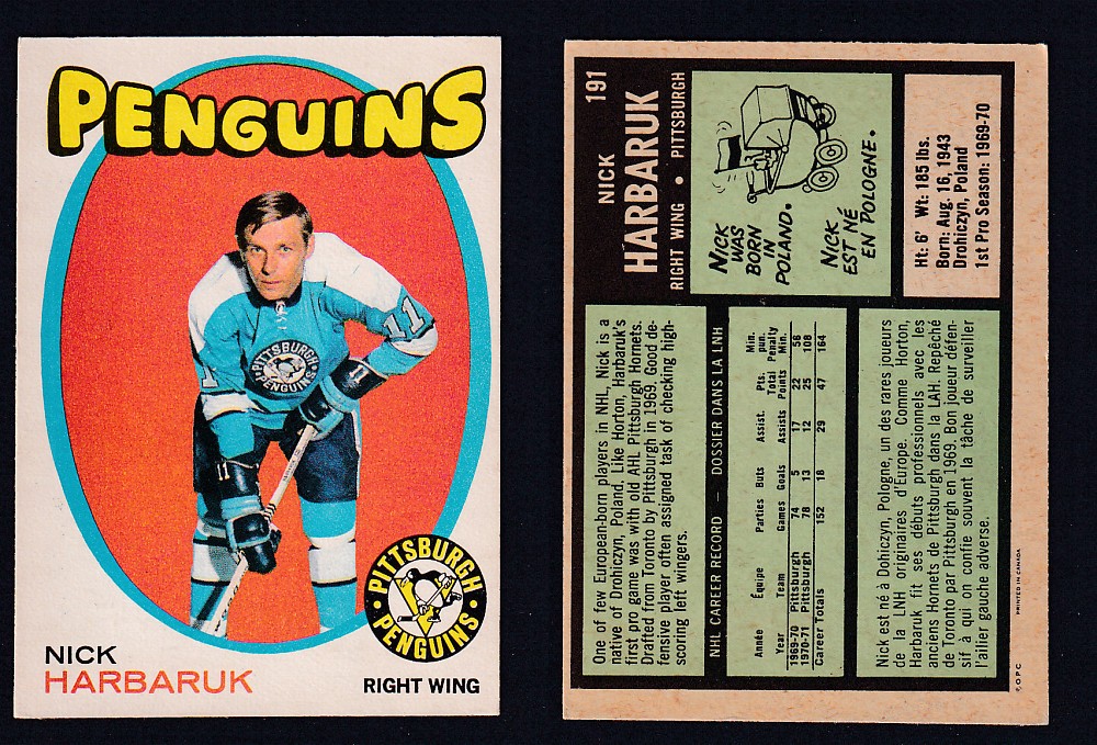 1971-72 O-PEE-CHEE HOCKEY CARD #191 N. HARBARUK photo