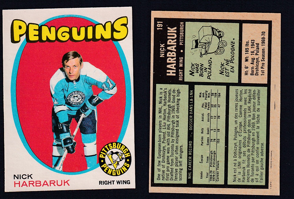 1971-72 O-PEE-CHEE HOCKEY CARD #191 N. HARBARUK photo