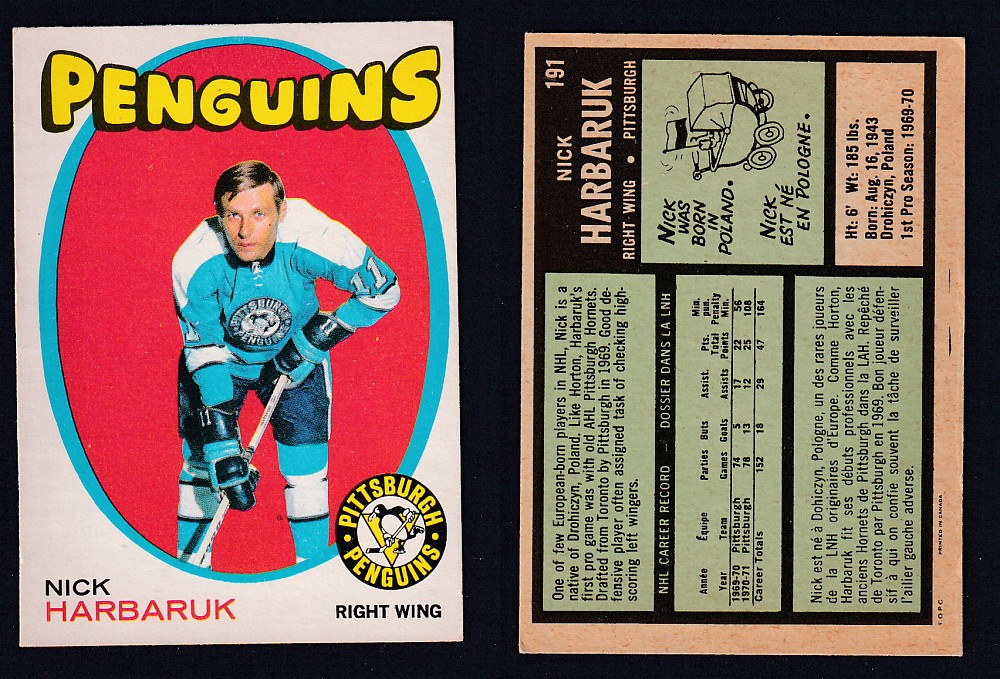 1971-72 O-PEE-CHEE HOCKEY CARD #191 N. HARBARUK photo