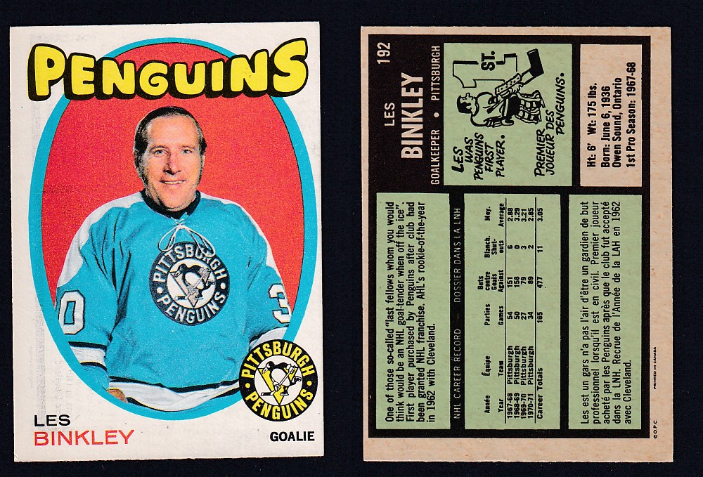 1971-72 O-PEE-CHEE HOCKEY CARD #192 L. BINKLEY photo