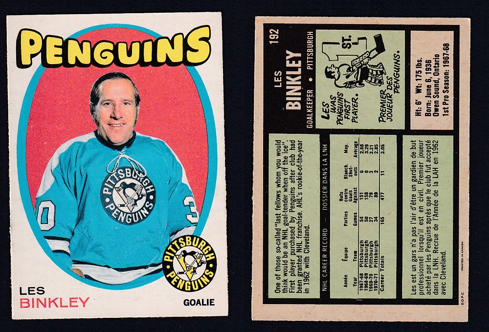 1971-72 O-PEE-CHEE HOCKEY CARD #192 L. BINKLEY photo