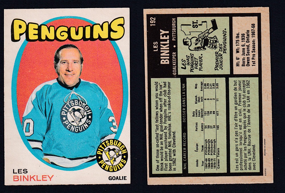 1971-72 O-PEE-CHEE HOCKEY CARD #192 L. BINKLEY photo