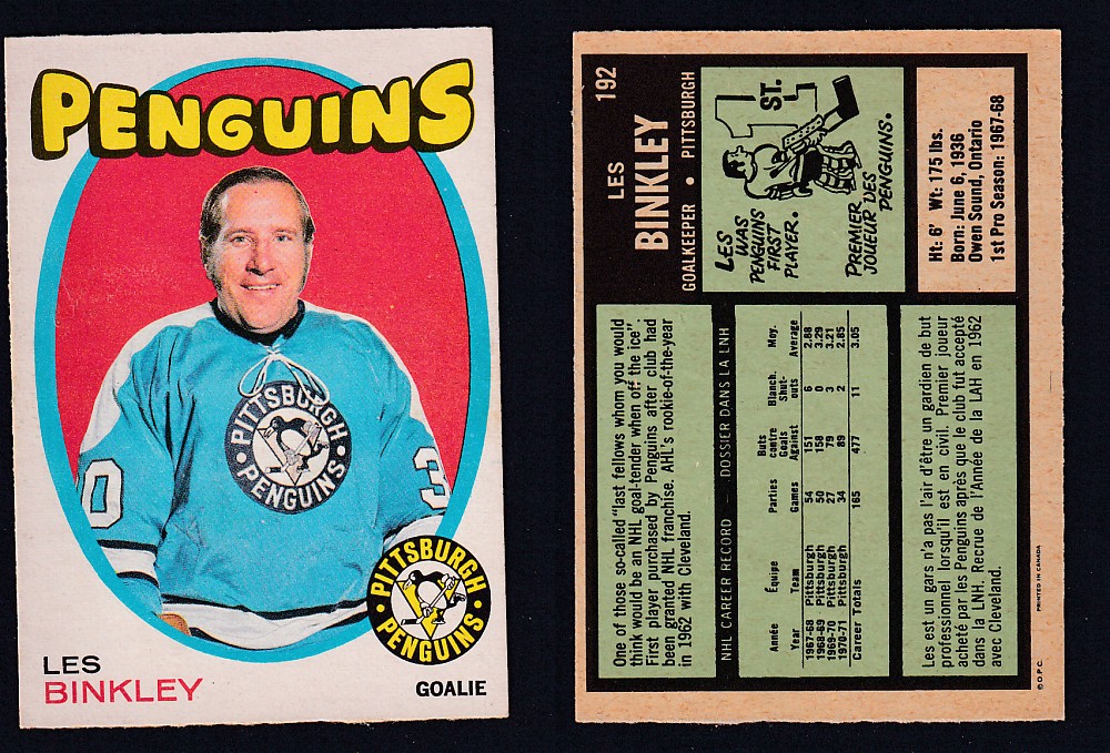 1971-72 O-PEE-CHEE HOCKEY CARD #192 L. BINKLEY photo