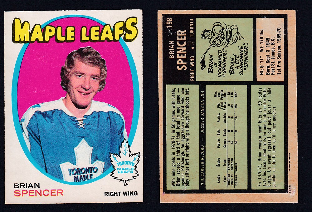 1971-72 O-PEE-CHEE HOCKEY CARD #198 B. SPENCER photo