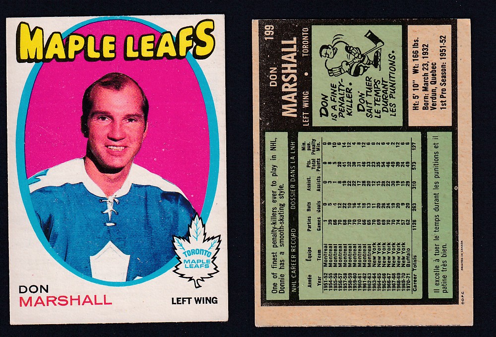 1971-72 O-PEE-CHEE HOCKEY CARD #199 D. MARSHALL photo