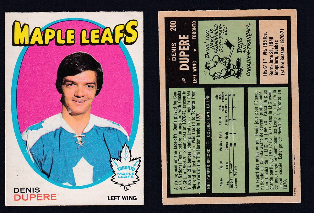 1971-72 O-PEE-CHEE HOCKEY CARD #200 D. DUPERE photo