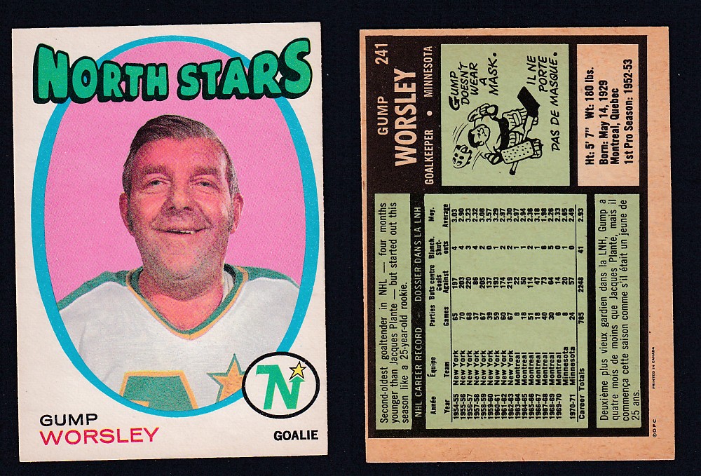 1971-72 O-PEE-CHEE HOCKEY CARD #241 G. WORSLEY photo