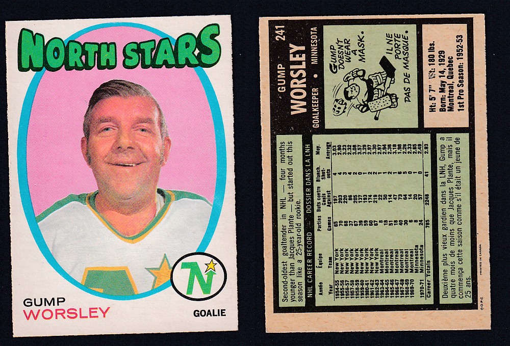 1971-72 O-PEE-CHEE HOCKEY CARD #241 G. WORSLEY photo