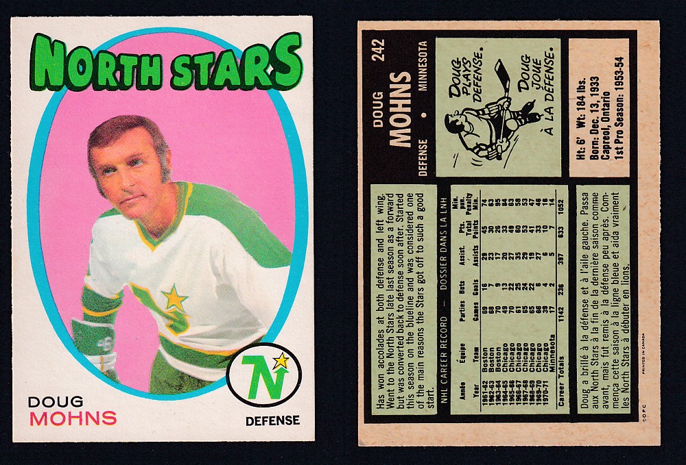 1971-72 O-PEE-CHEE HOCKEY CARD #242 D. MOHNS photo