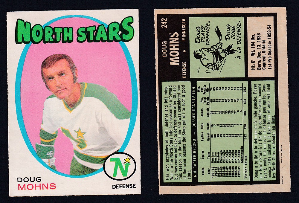 1971-72 O-PEE-CHEE HOCKEY CARD #242 D. MOHNS photo