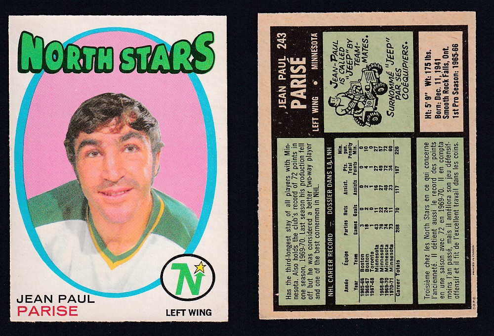 1971-72 O-PEE-CHEE HOCKEY CARD #243 J.P. PARISE photo