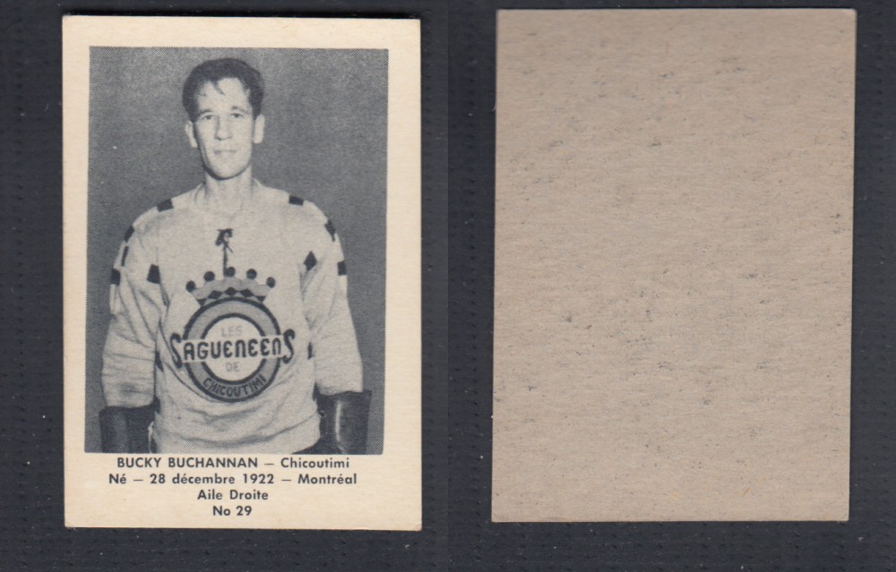 1952-53 LAVAL DAIRY UPDATE HOCKEY CARD #29 B. BUCHANNAN photo