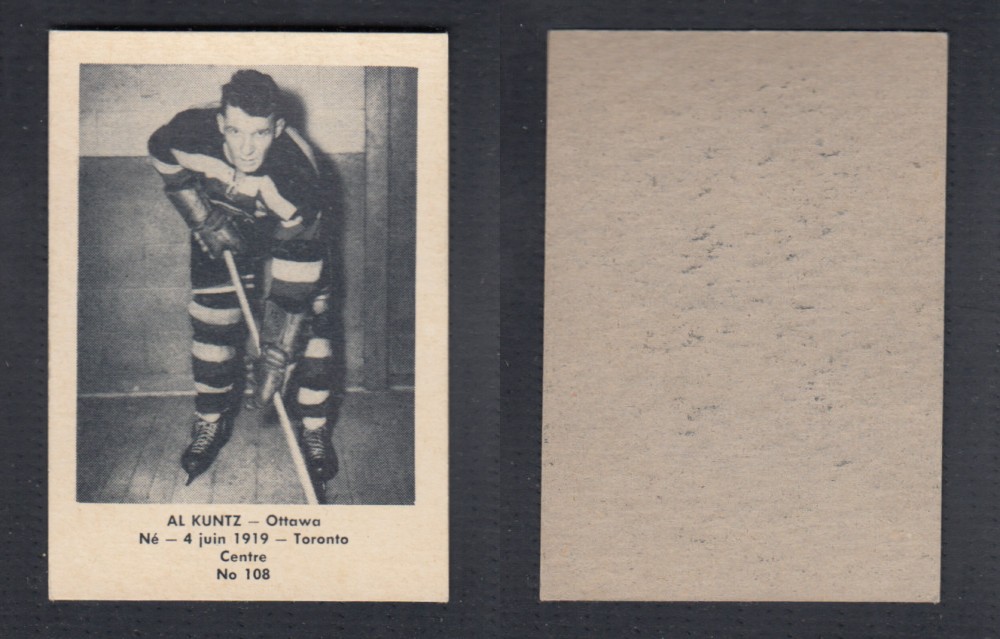 1952-53 LAVAL DAIRY UPDATE HOCKEY CARD #108 A. KUNTZ photo