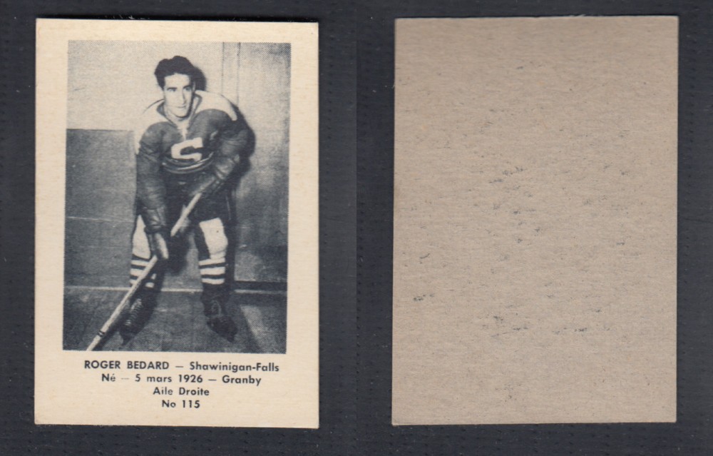 1952-53 LAVAL DAIRY UPDATE HOCKEY CARD #115 R. BEDARD photo