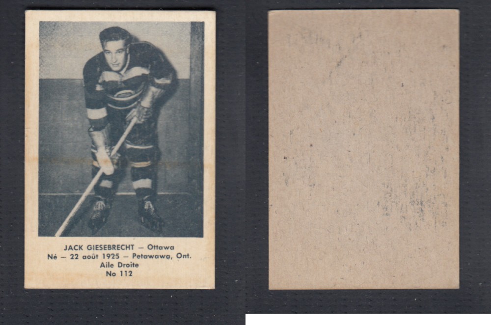 1952-53 LAVAL DAIRY UPDATE HOCKEY CARD #112 J. GIESEBRECHT photo